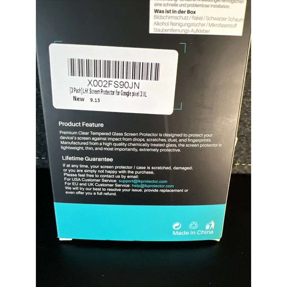 3 Pk Tempered Glass Screen Protector for Google Pixel 3 XL-open‎ box
